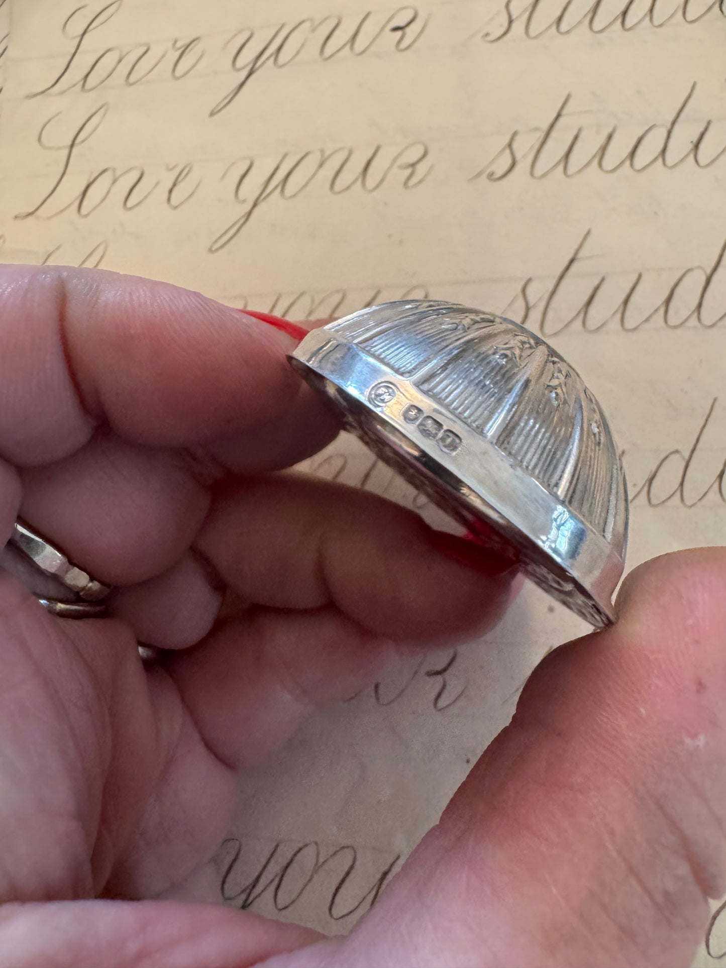English Embossed Sterling Cap