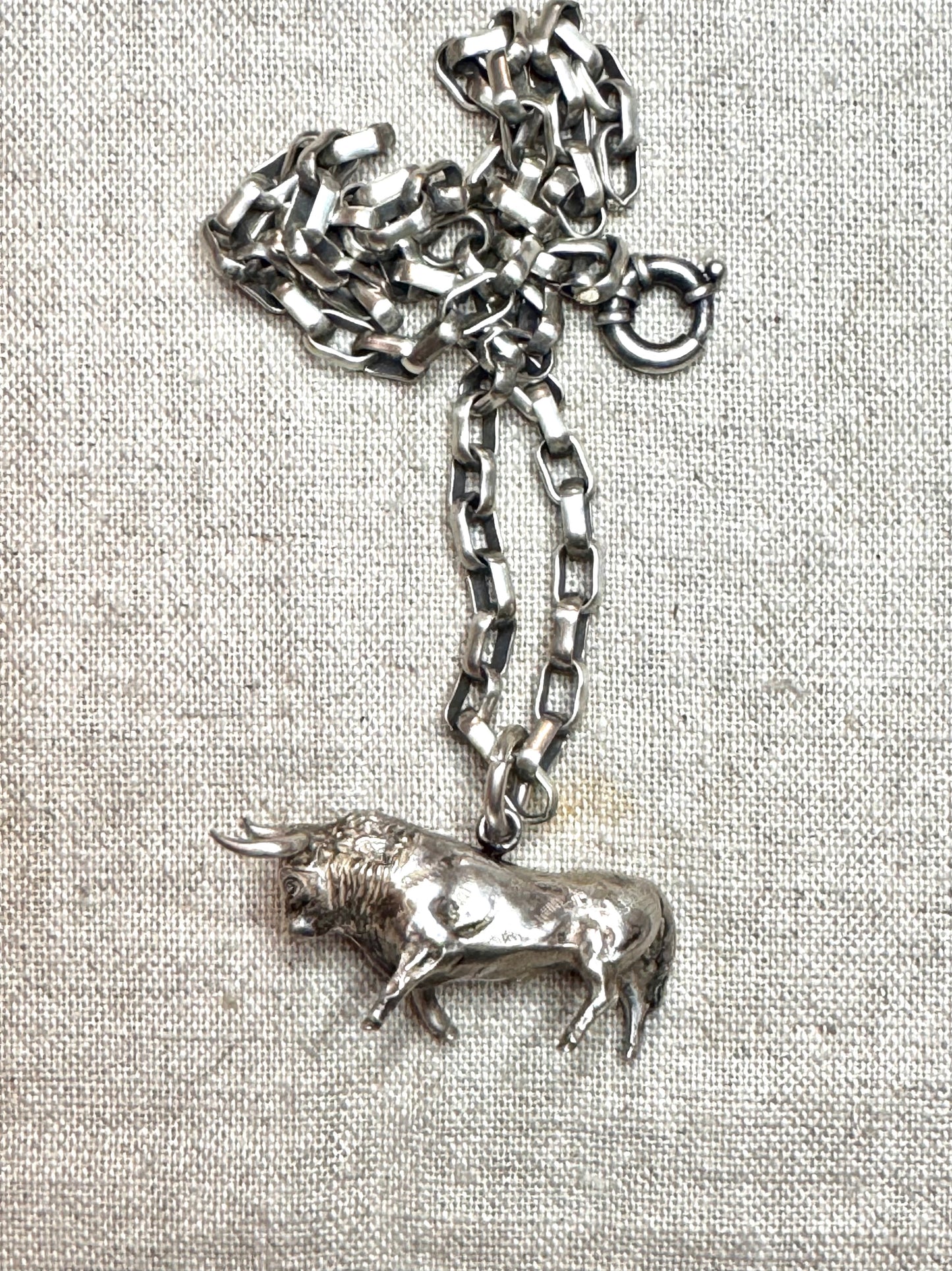 Amazing Huge and Realistic Sterling Silver Bull Pendant