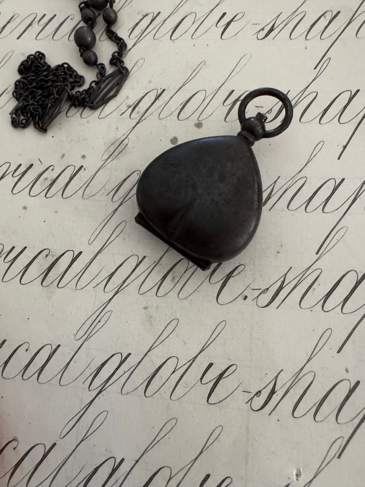 Spectacular Extremely Long Victorian Gunmetal Chain with  Coin Holder