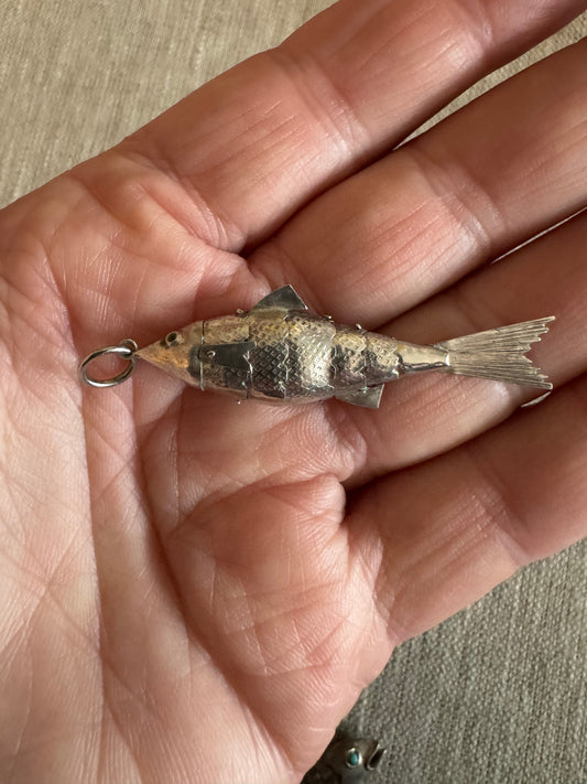 Medium Finely Detailed Sterling Silver Articulated Fish