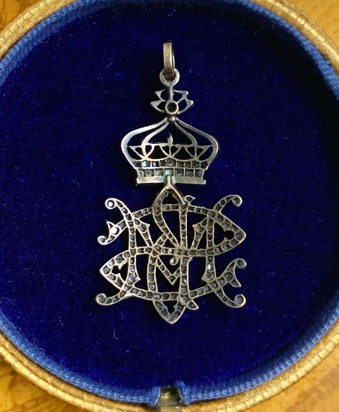 Exquisite Victorian English Diamond Monogram Pendant