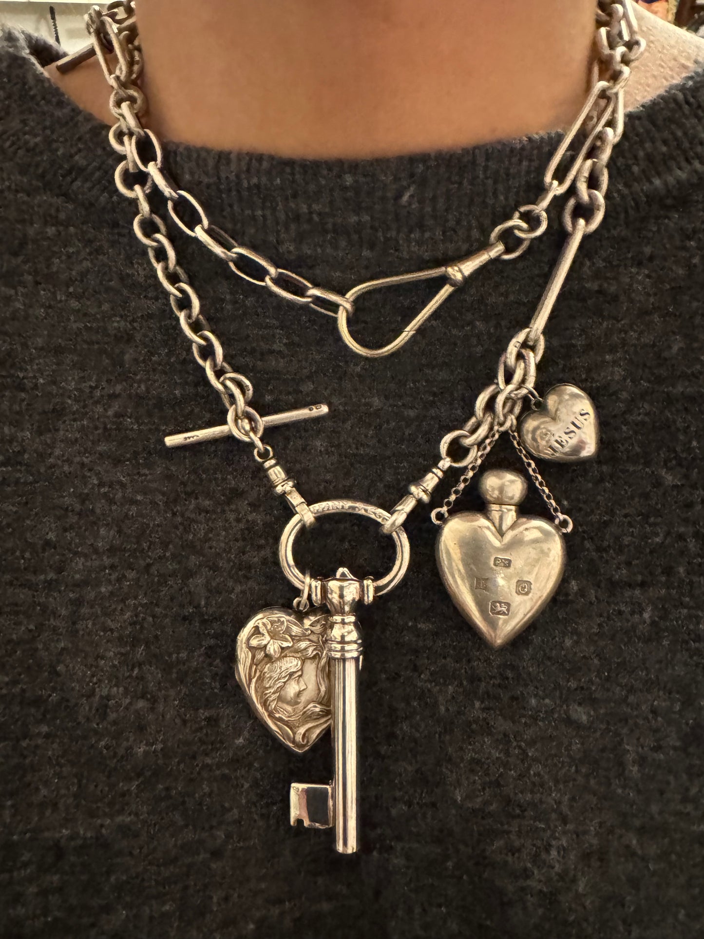 huge Tiffany sterling silver skeleton key connector