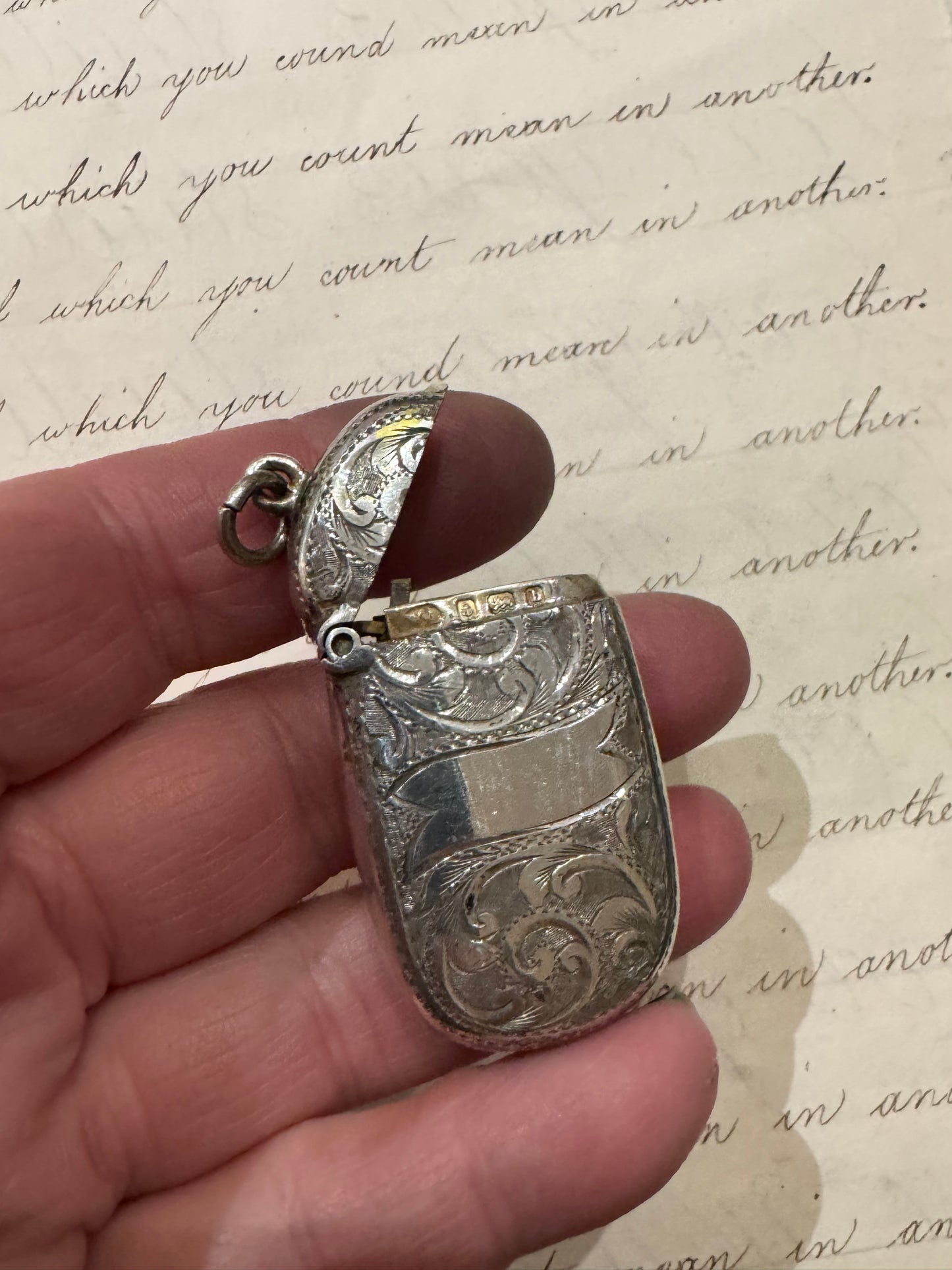 Small Rectangular Victorian Engraved Match Safe