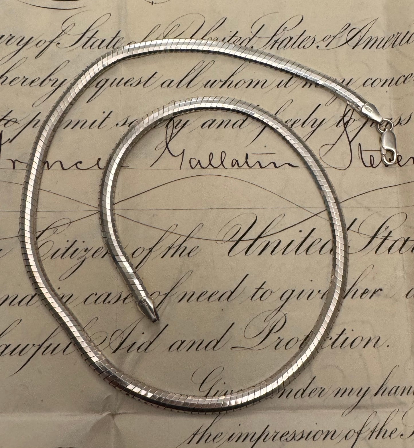Vintage 1980’s Sterling Italian domed Omega Chain