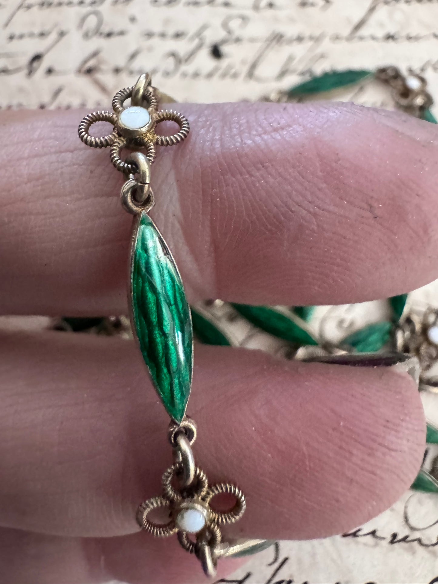 Antique Gilt Silver and Enamel Chain
