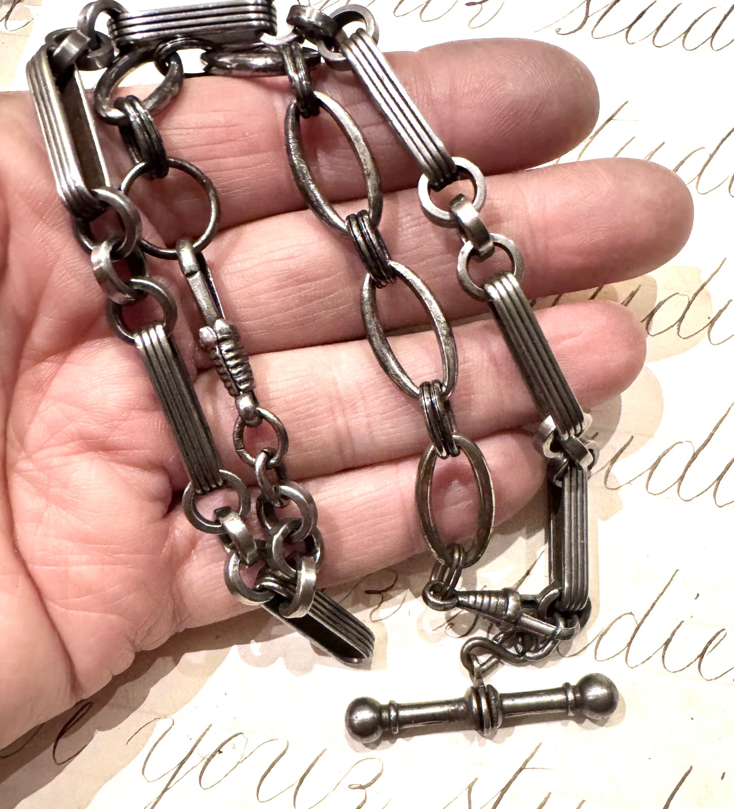 spectacular rare, Georgian steel watch chain