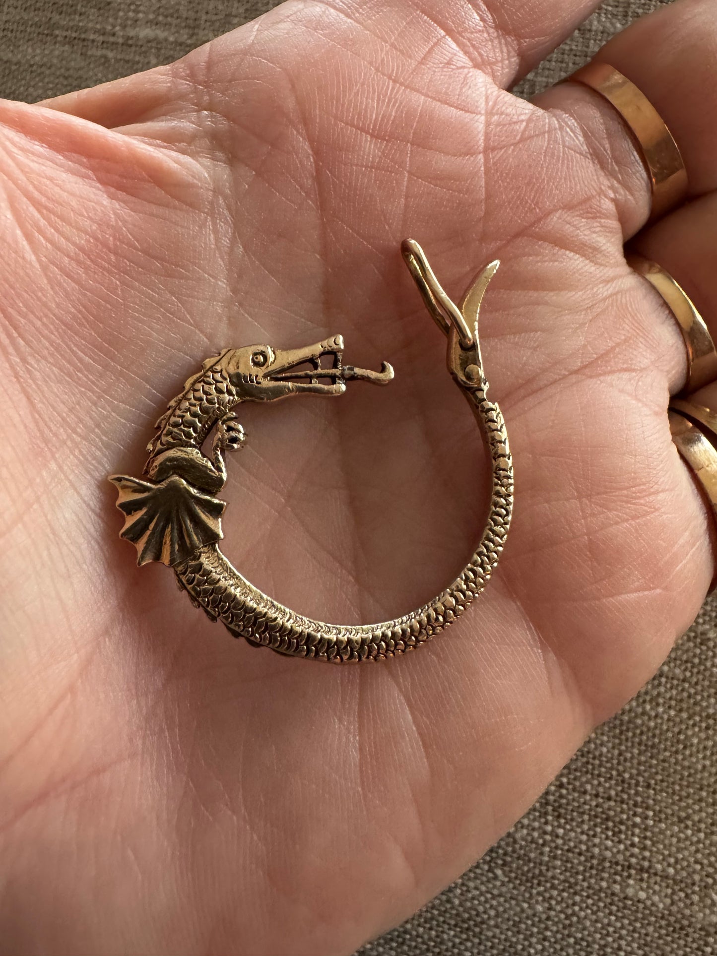 14k Gold Vintage Dragon Connector