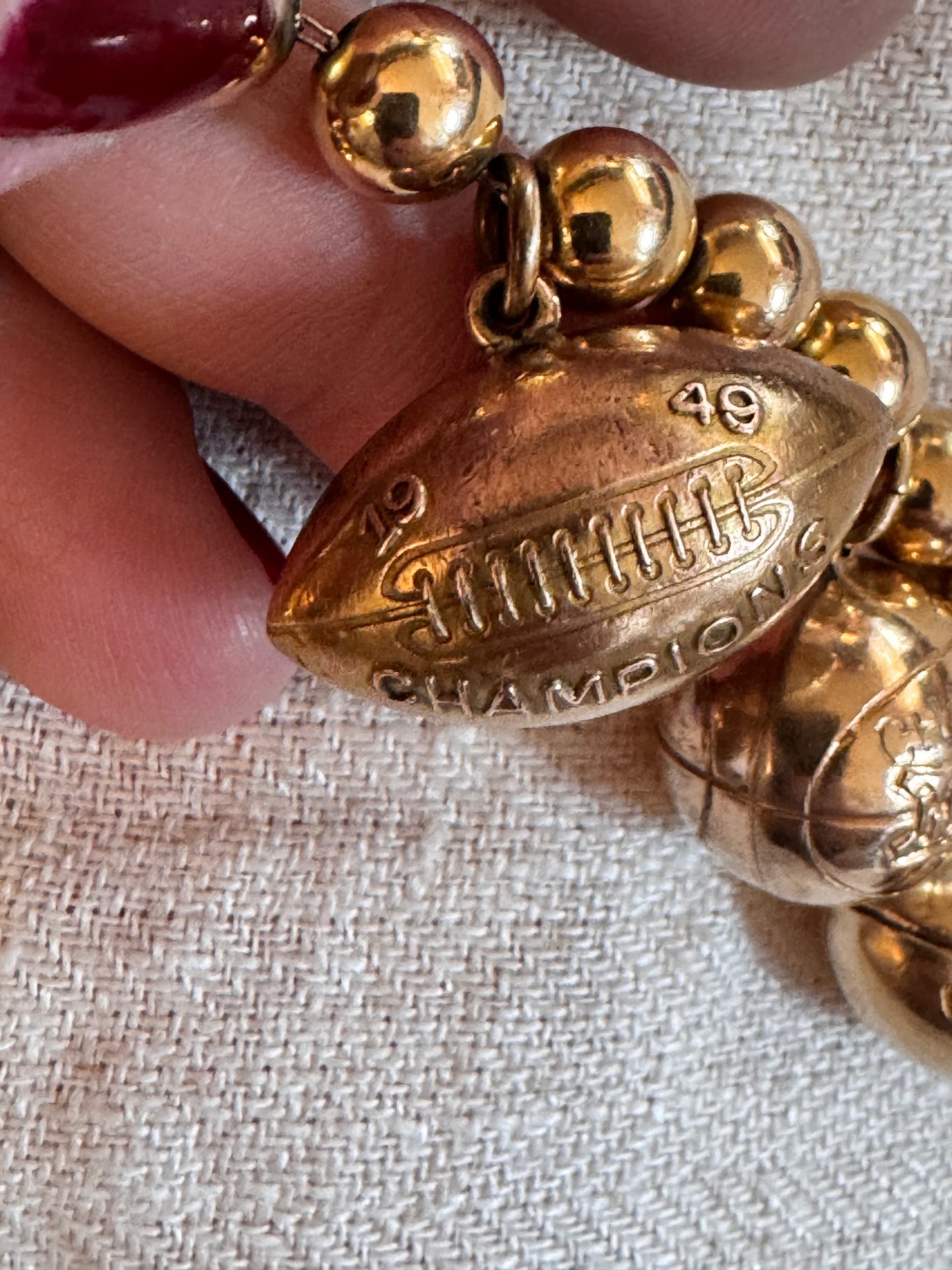 Gold Filled Sports Ball and Bead Charm Necklace