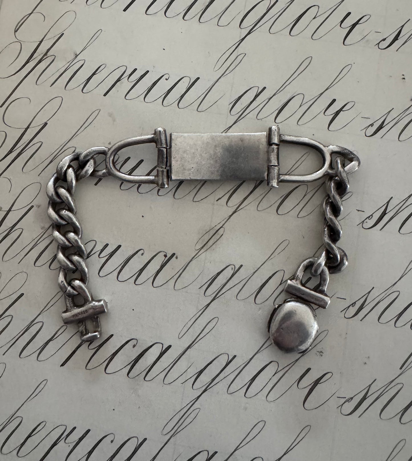 Handmade Vintage Mexican Sterling FM ID Bracelet