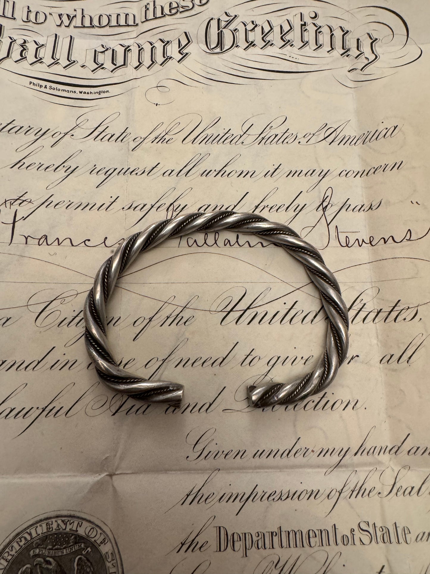 Vintage Antique Chinese Rope Cuff