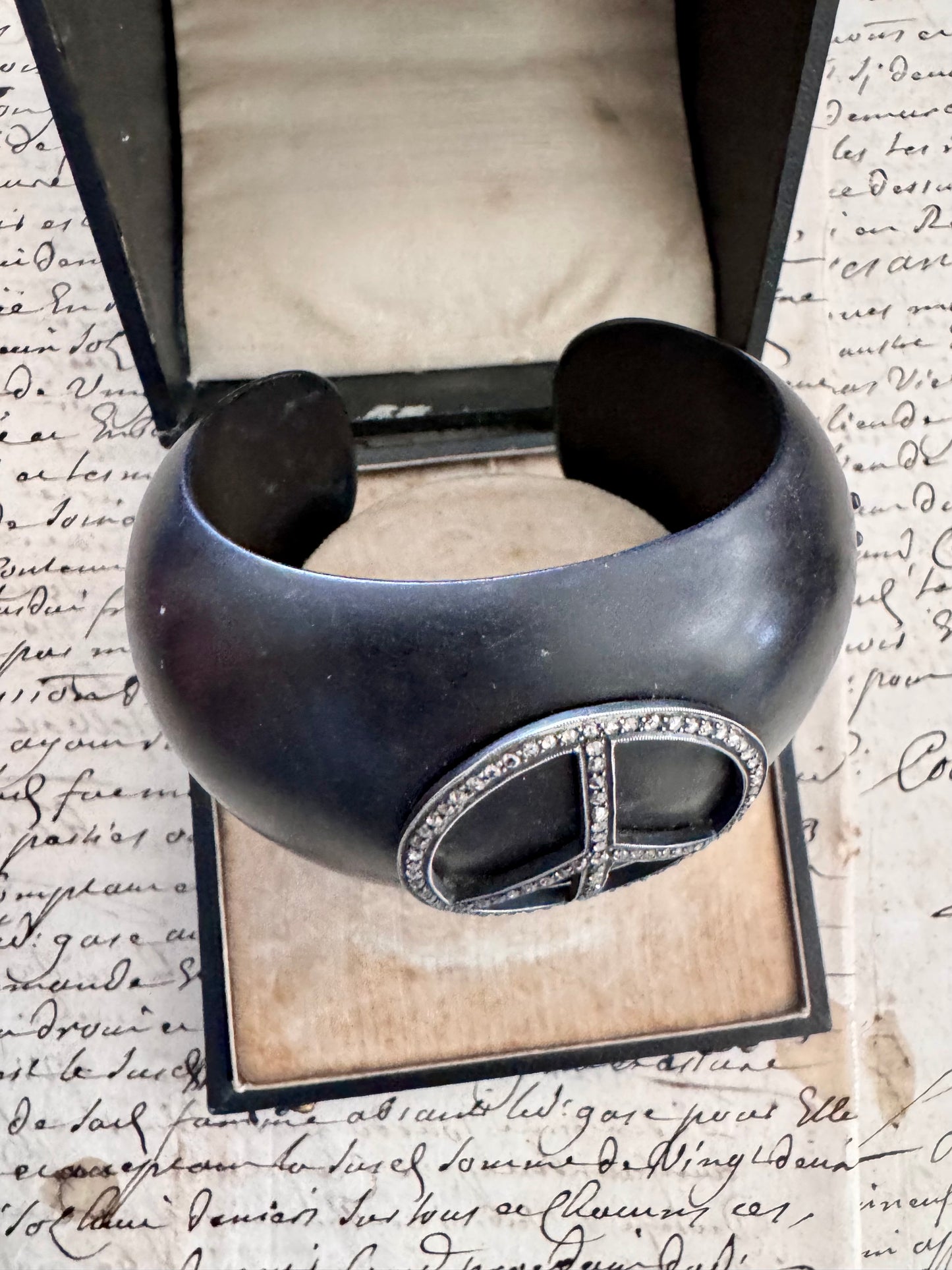 JKC Diamond and Ebony Peace Sign Cuff
