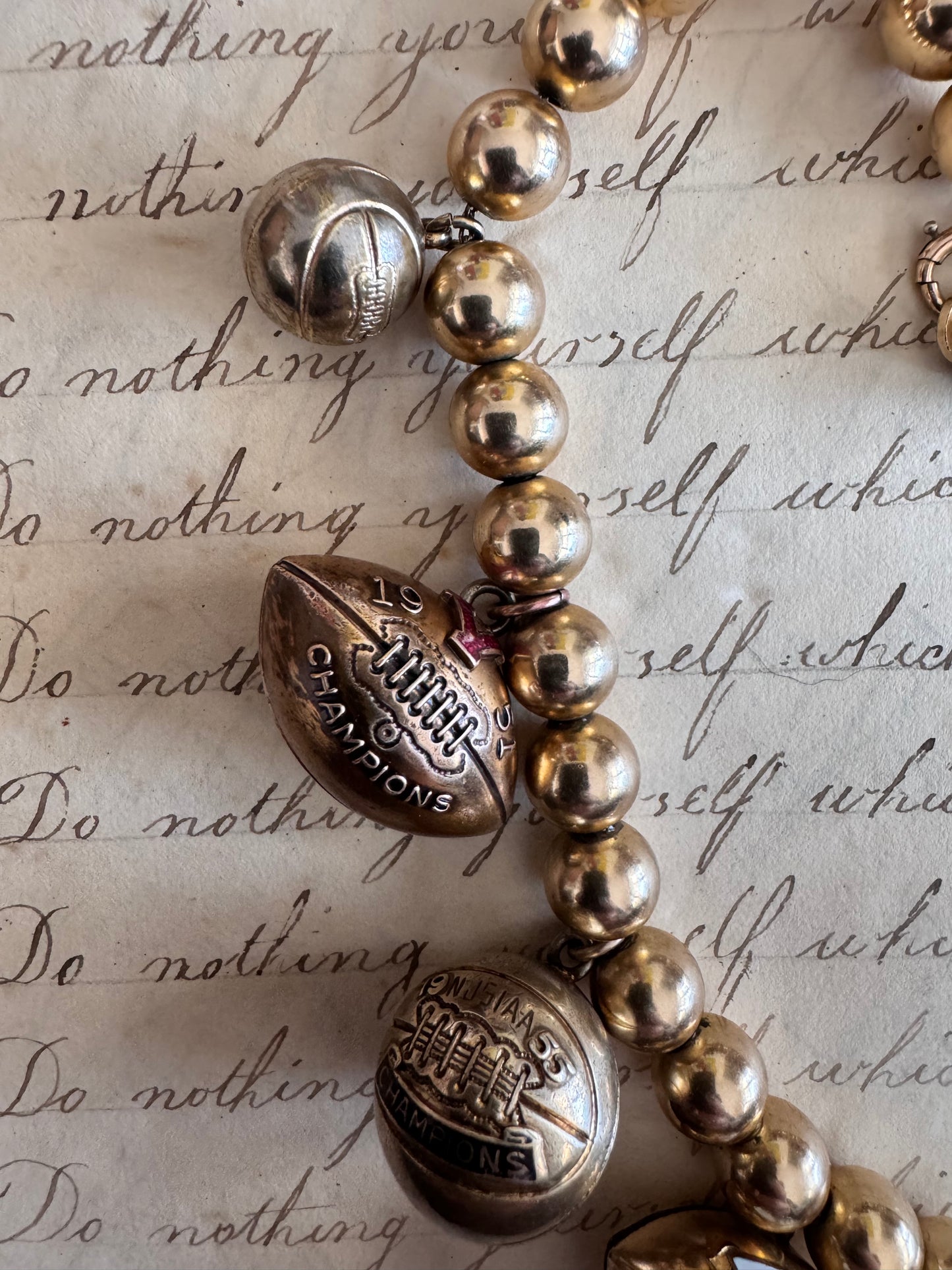 Gold Filled Sports Ball and Bead Charm Necklace
