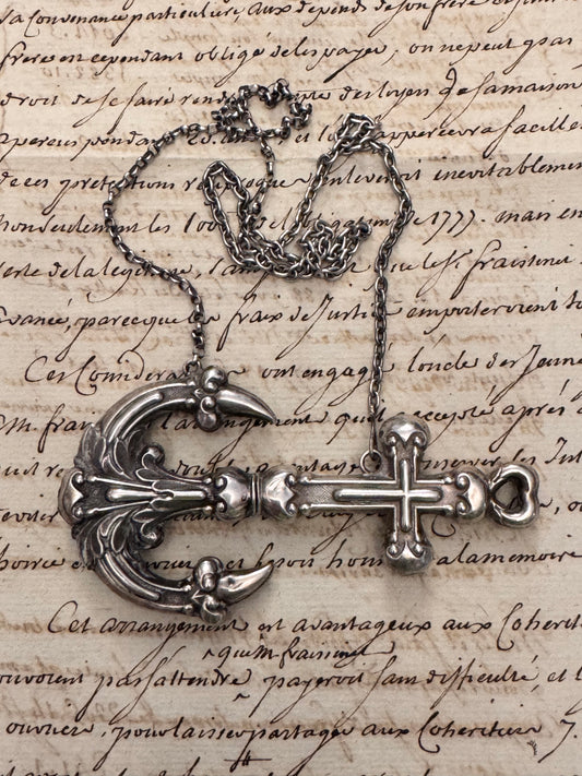 spectacular English Victorian large anchor needle case from chatelaine