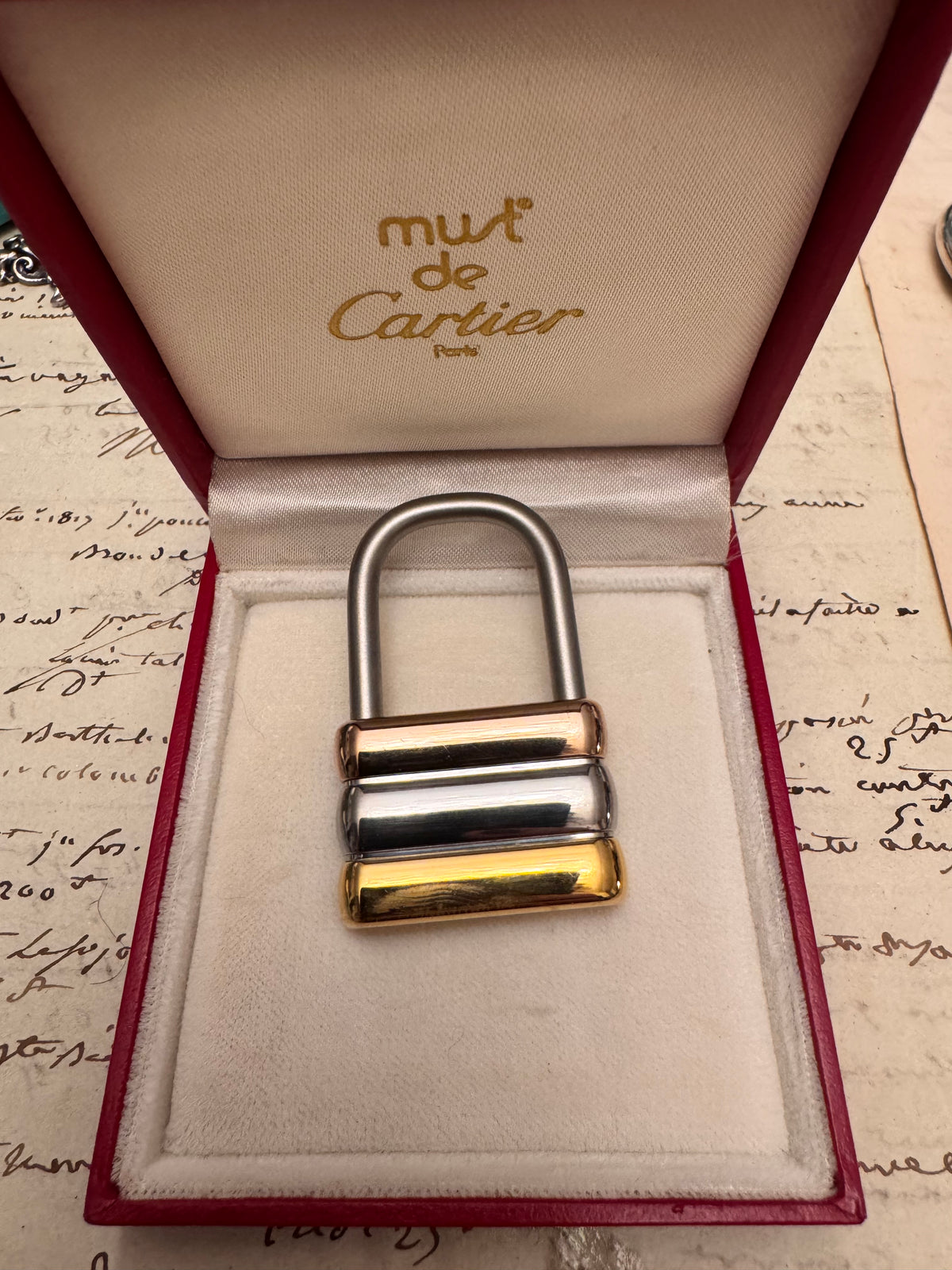 Rare Le Must de Cartier Tri-Color Padlock