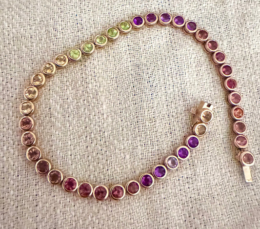 14k Gold Bezel Set Rainbow Bracelet