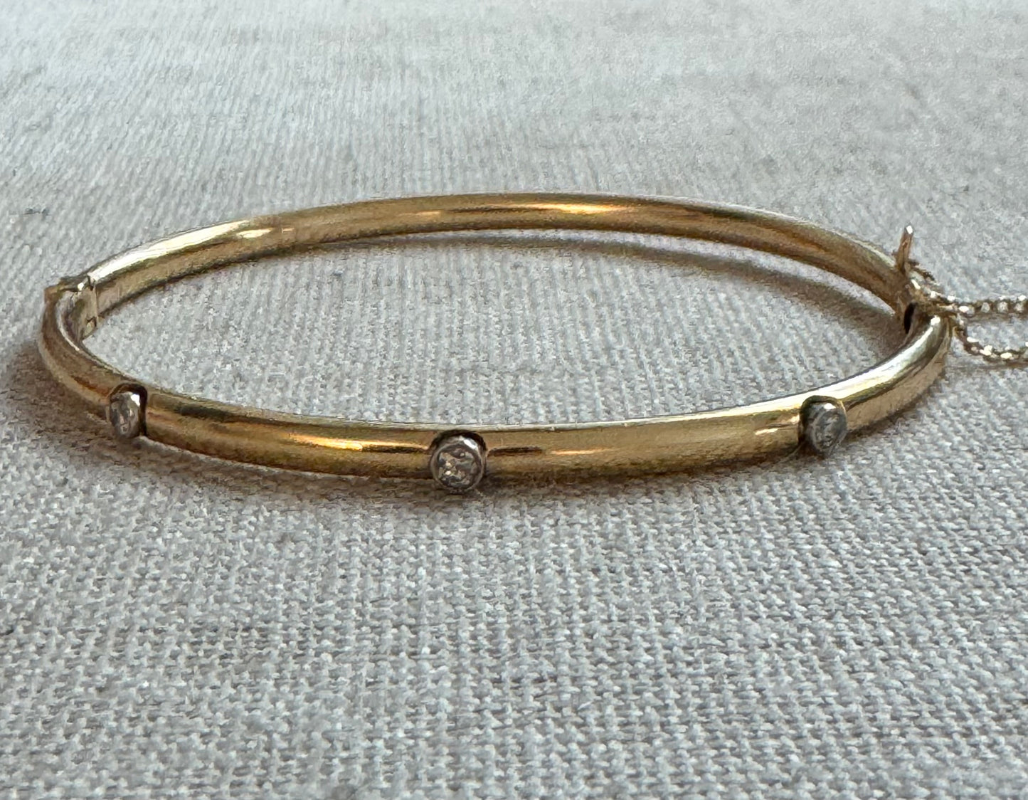 Beautiful Vintage Diamond and 14k Hinged Bangle