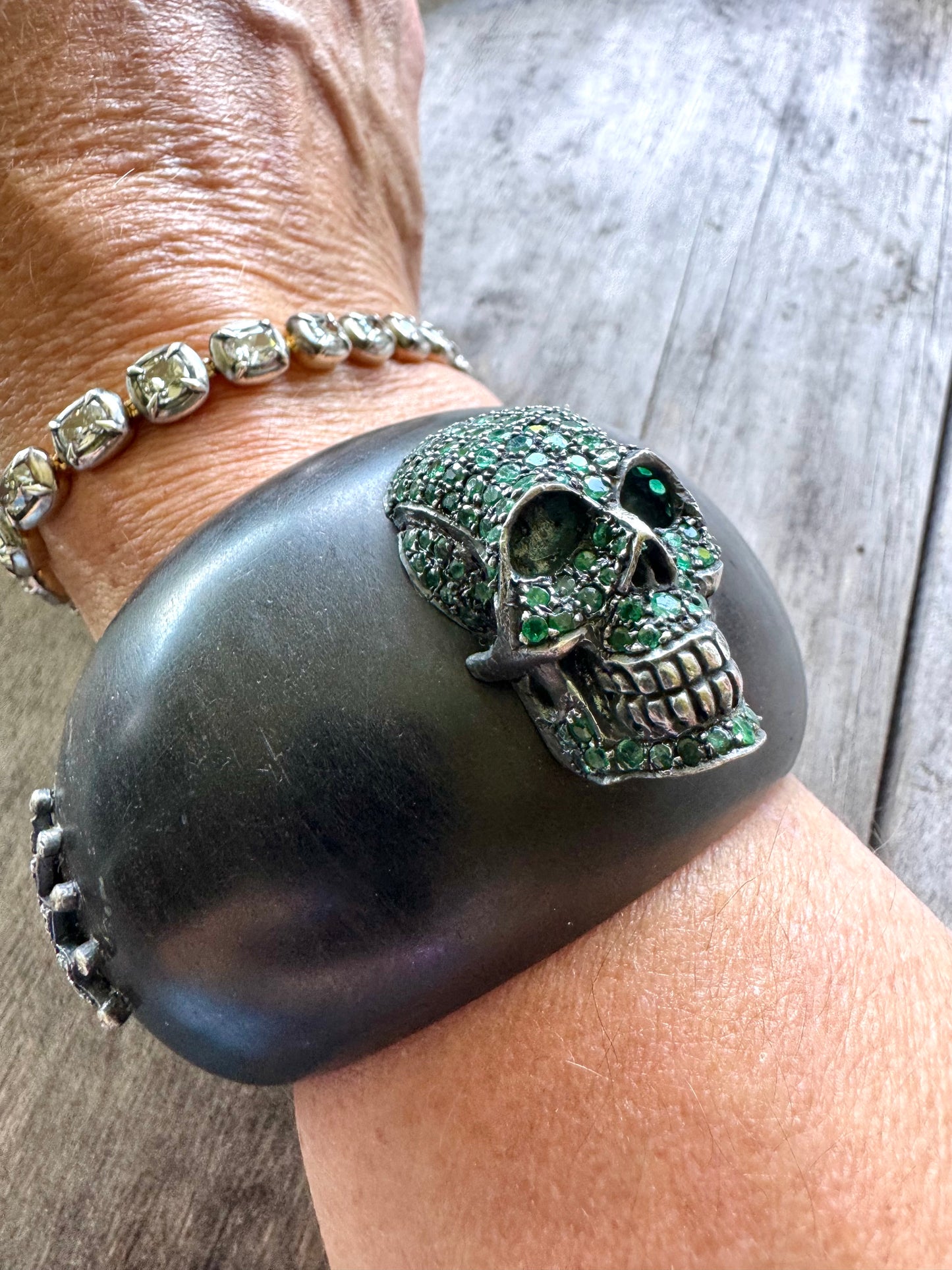 JKC Emerald and Ebony Skull Cuff