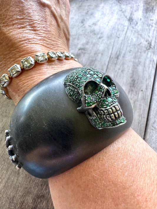 JKC Emerald and Ebony Skull Cuff