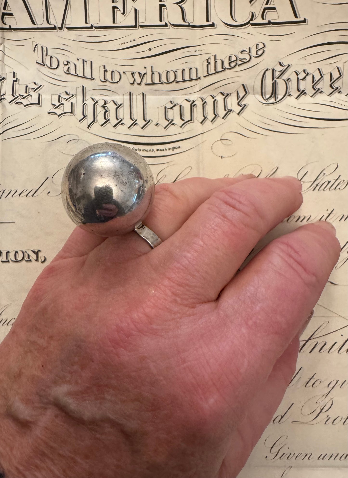 Enormous Sterling European Ball Ring