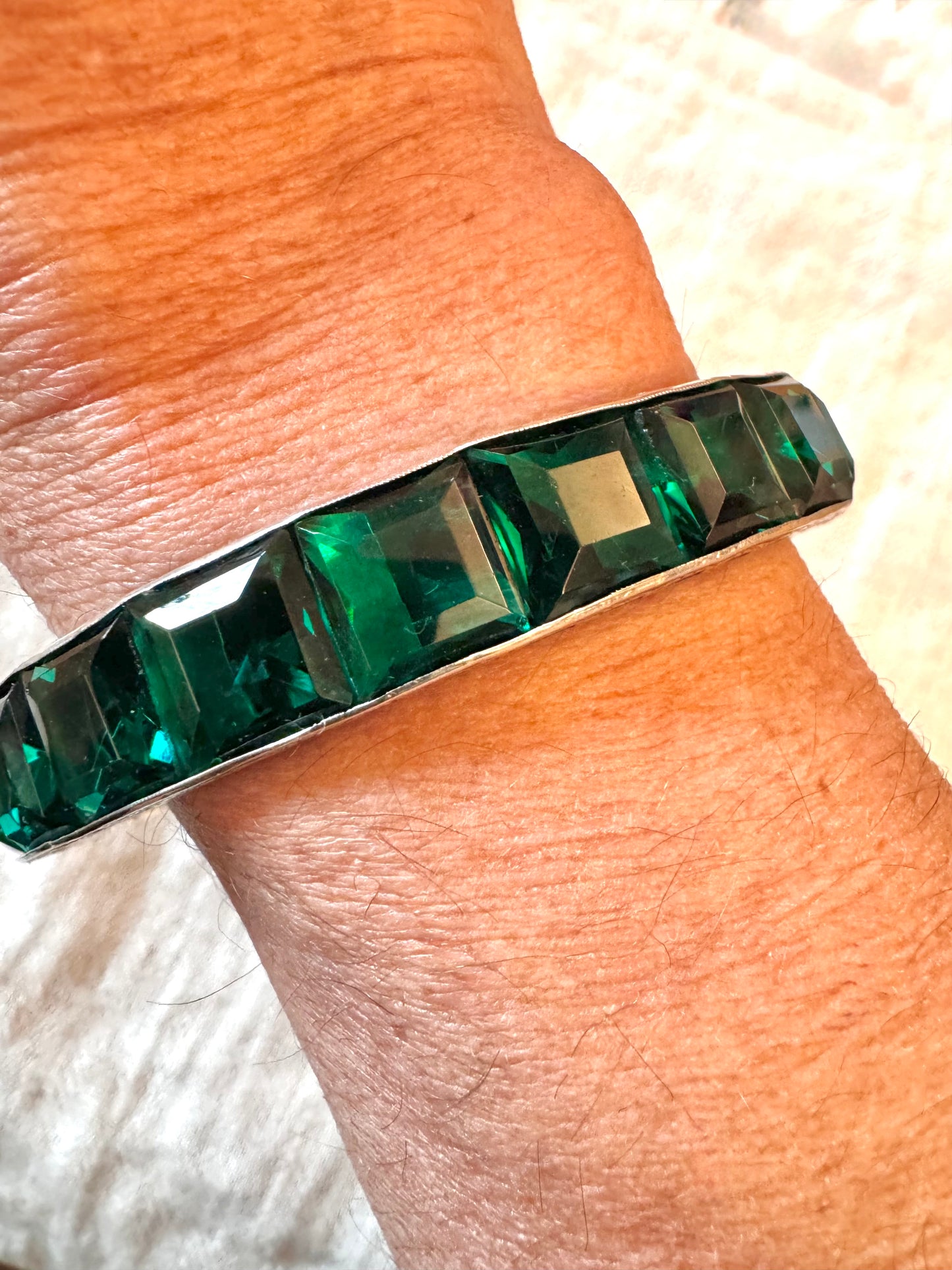 Amazing Green Paste and Silver Deco Bangle
