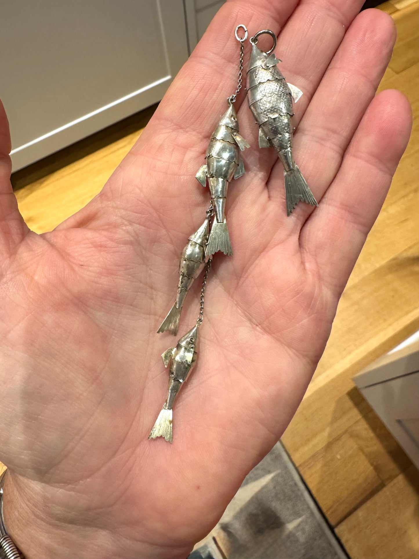 Medium Finely Detailed Sterling Silver Articulated Fish