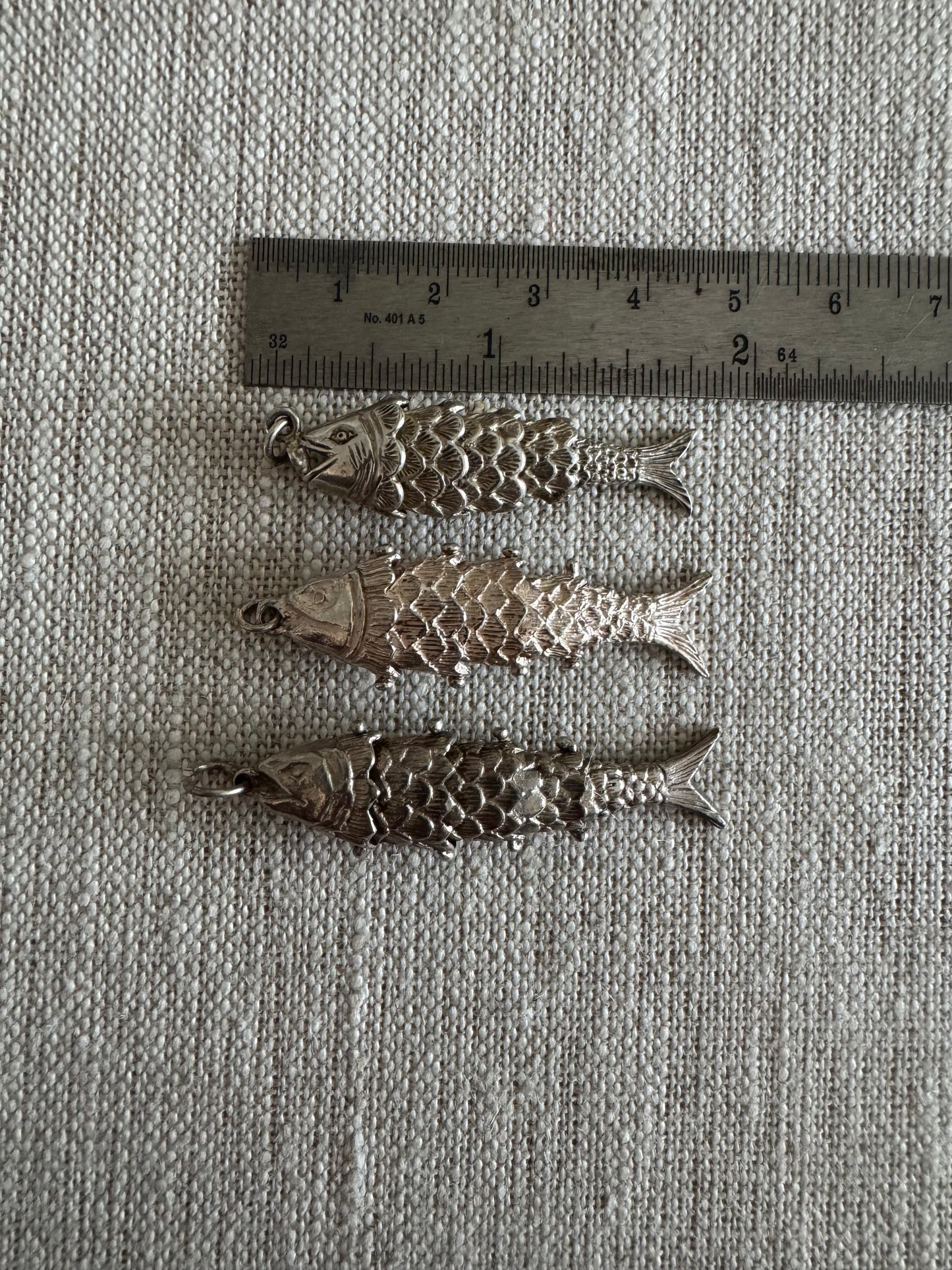 Medium Antique Sterling Silver Articulated Fish