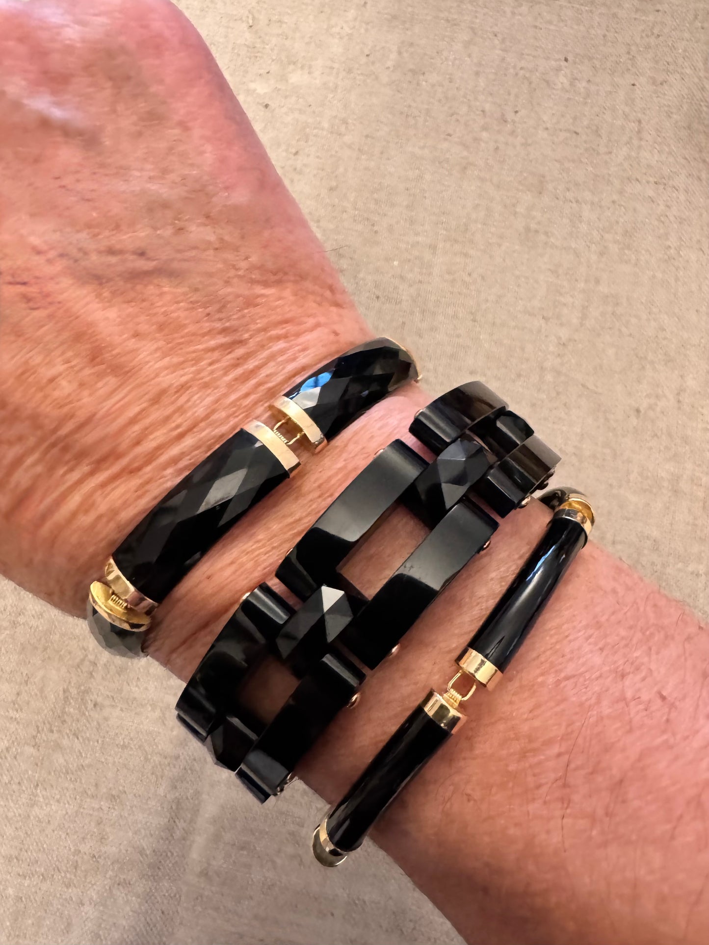 Exquisite and RARE Perfect Victorian Onyx and 15K Gold Mourning Bracelet