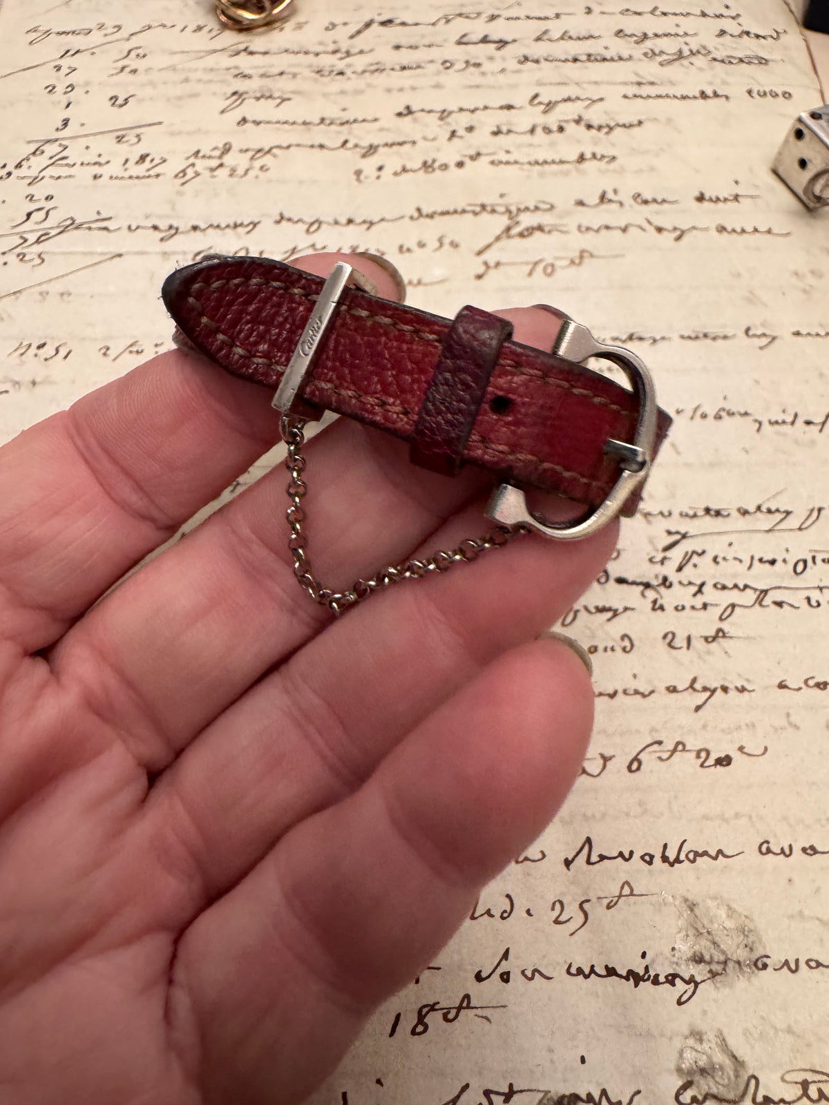Rare Vintage Cartier Leather Bracelet with Sterling Buckle