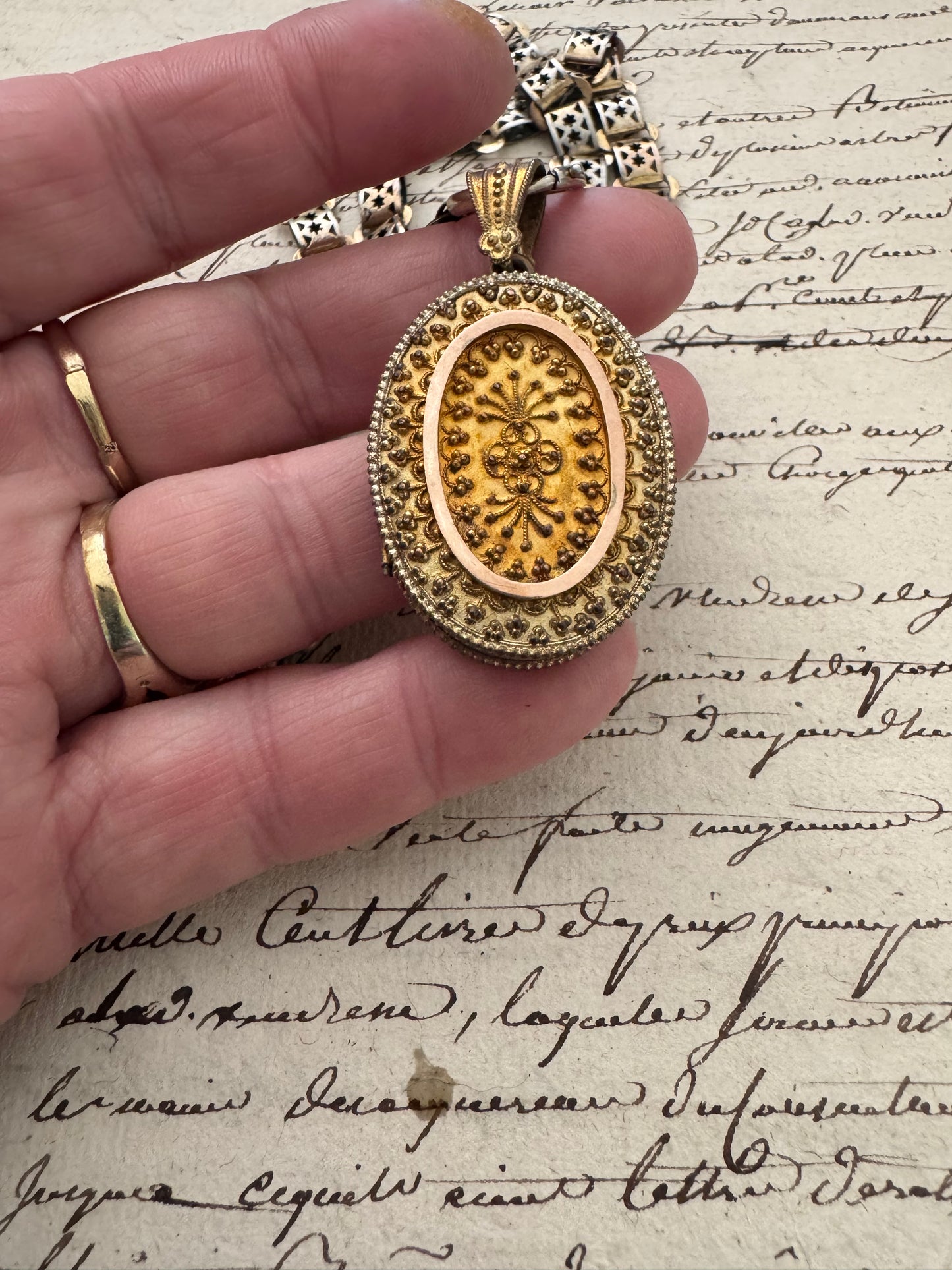 Victorian Gold Plated Silver Granulated Locket No. 1