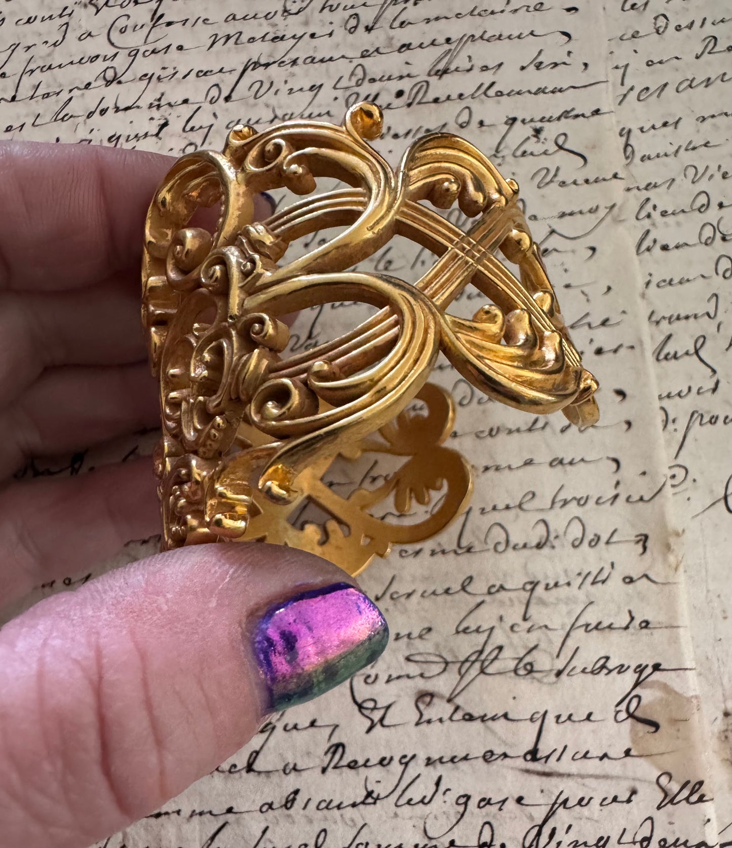 JKC “Berlin Iron” Vermeil (Gold Plated) Sterling Silver Cuff