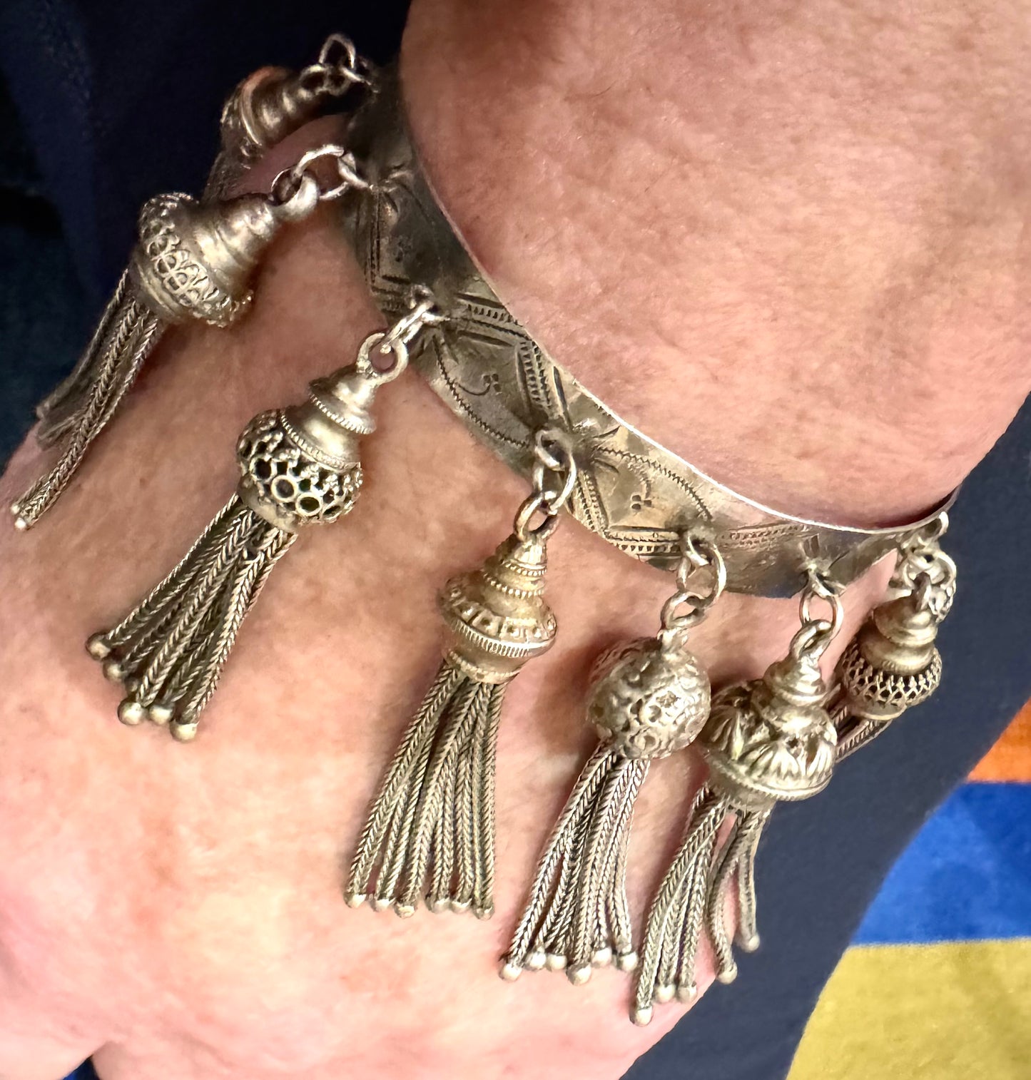 spectacular antique English castle bangle spectacular antique English tassel bangle