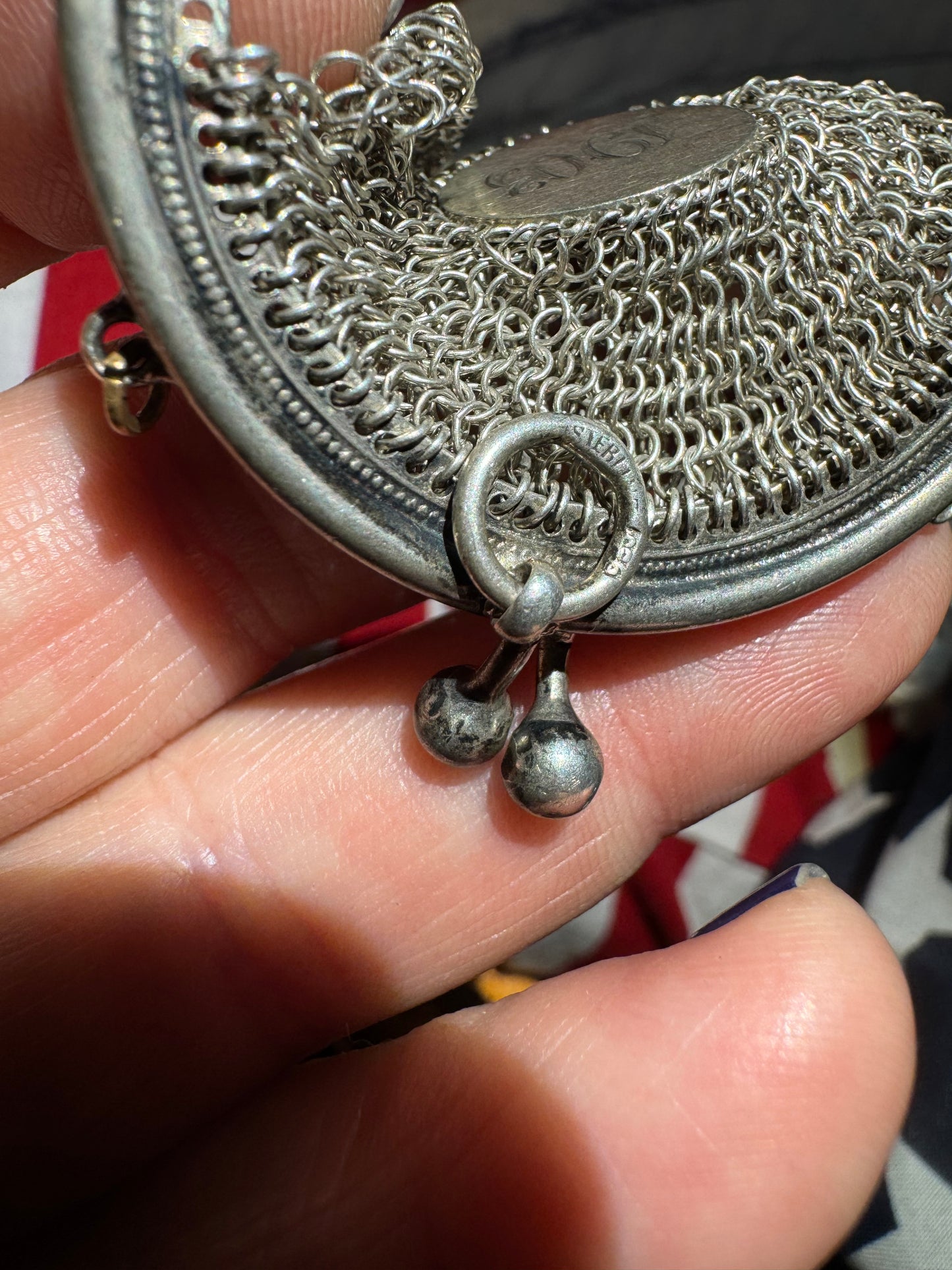 Antique American Silver Miniature Purse 3