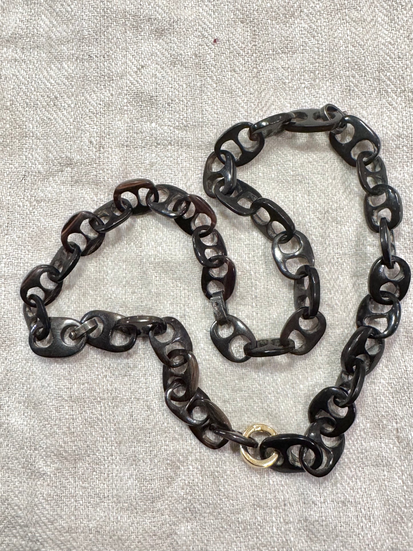 Victorian Carved Horn Anchor Chain Necklace