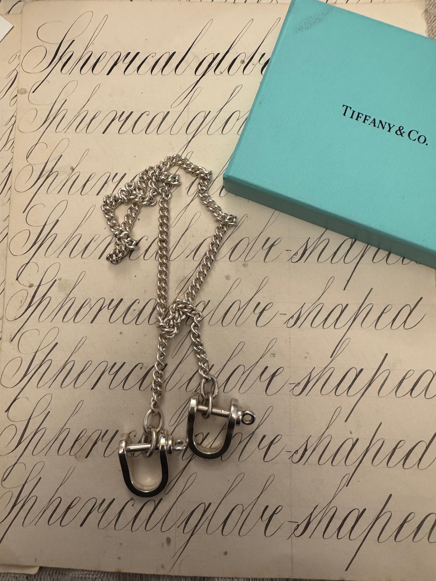 Amazing Vintage Sterling Tiffany Set with Chain, Heart Connector and Shackles