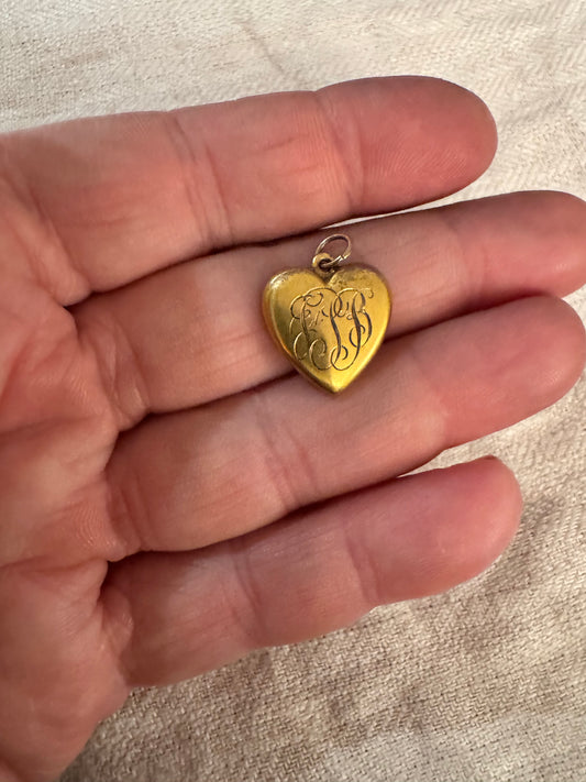 Tiny 12k Gold Engraved Puffy Heart Pendant