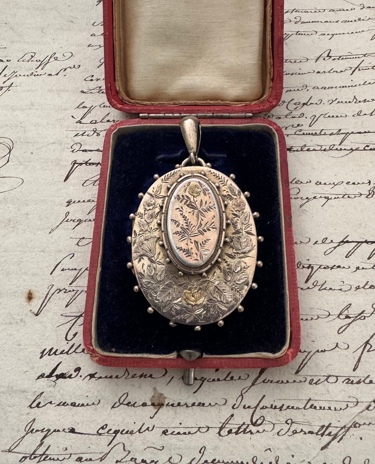Victorian Gold Plated Silver Locket with Dots
