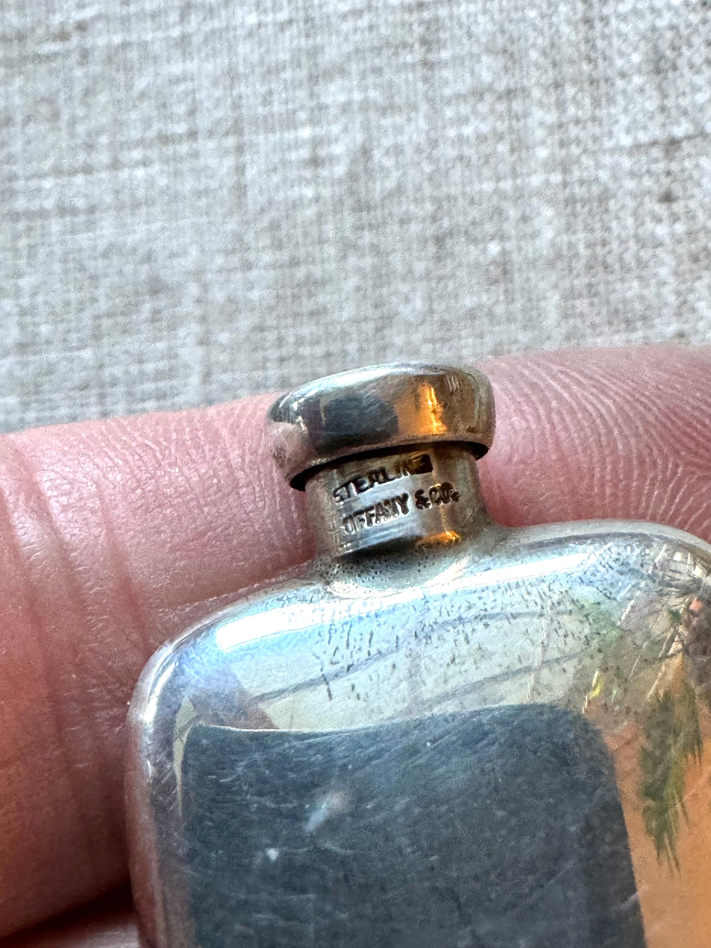 Super Simple and Elegant Tiffany Plain Silver Perfume Bottle