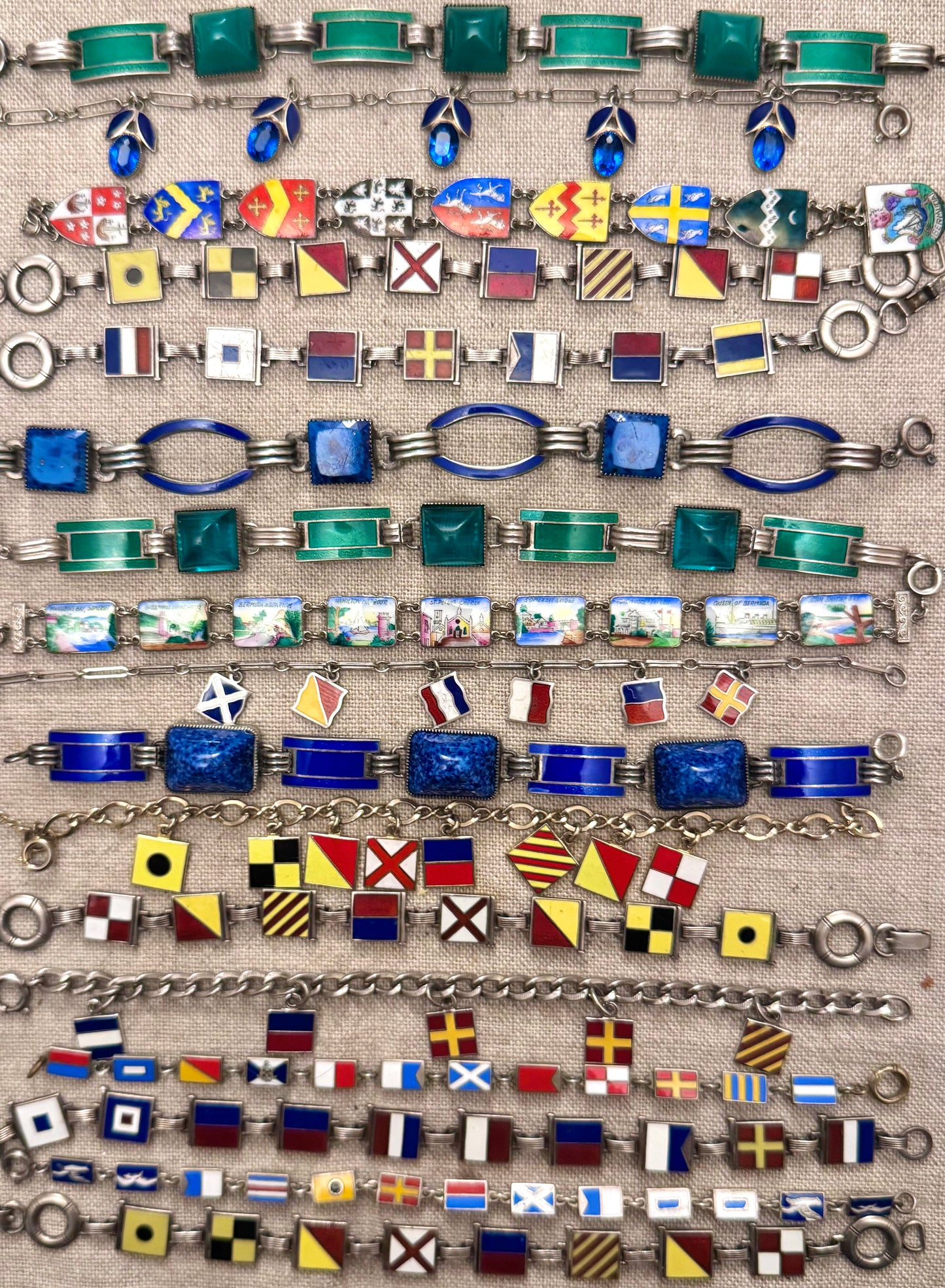 Vintage Silver and Enamel EPO HAMBURG J Nautical Flag Bracelet