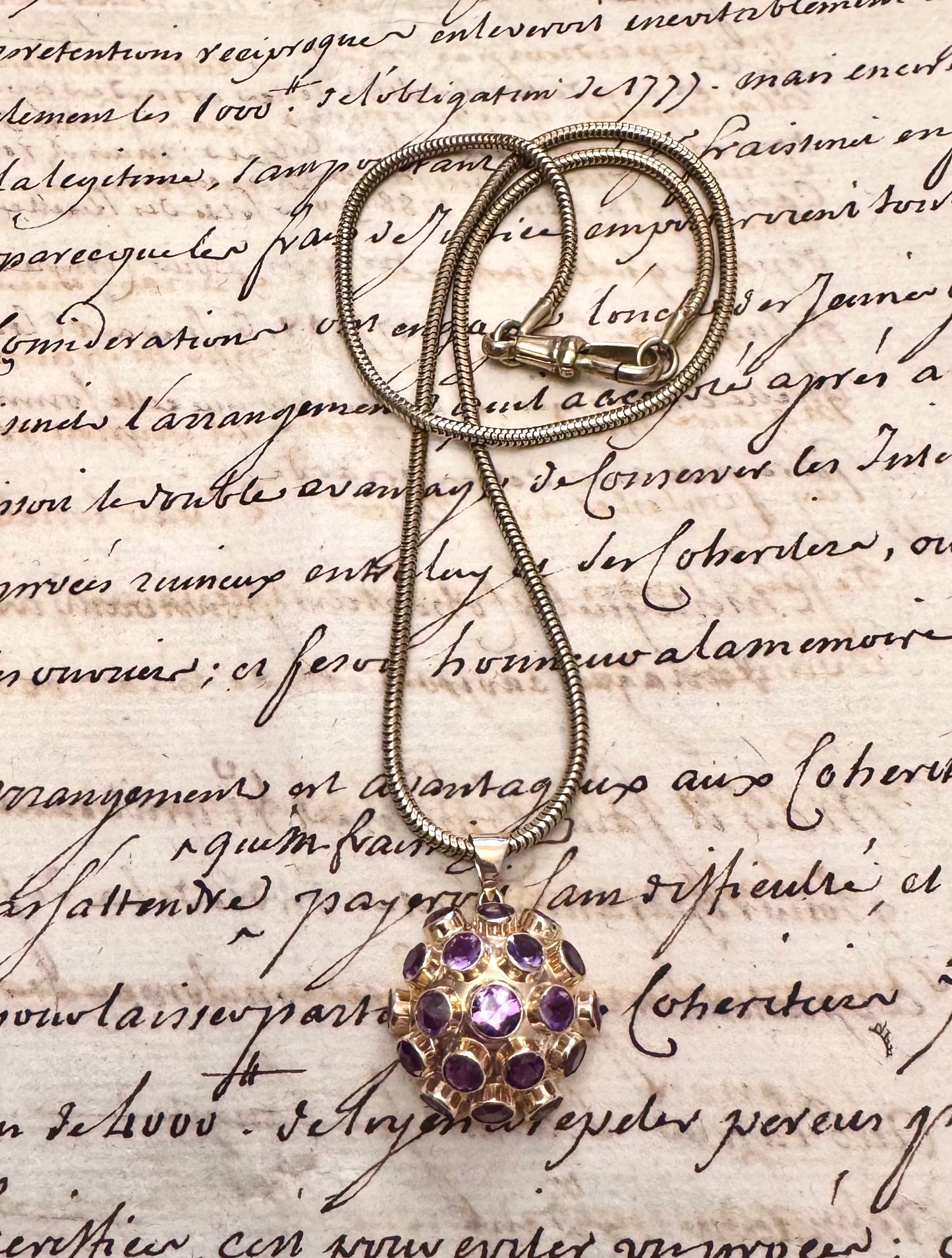 vintage 14 carat half Sputnik amethyst charm vintage 14k half Sputnik amethyst charm