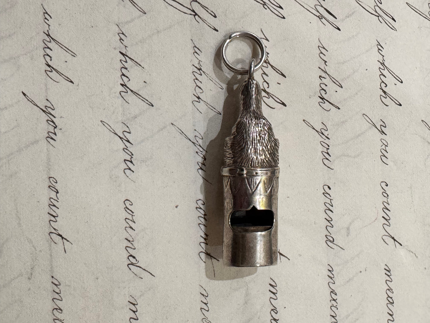 sterling silver English dog shaped whistle
