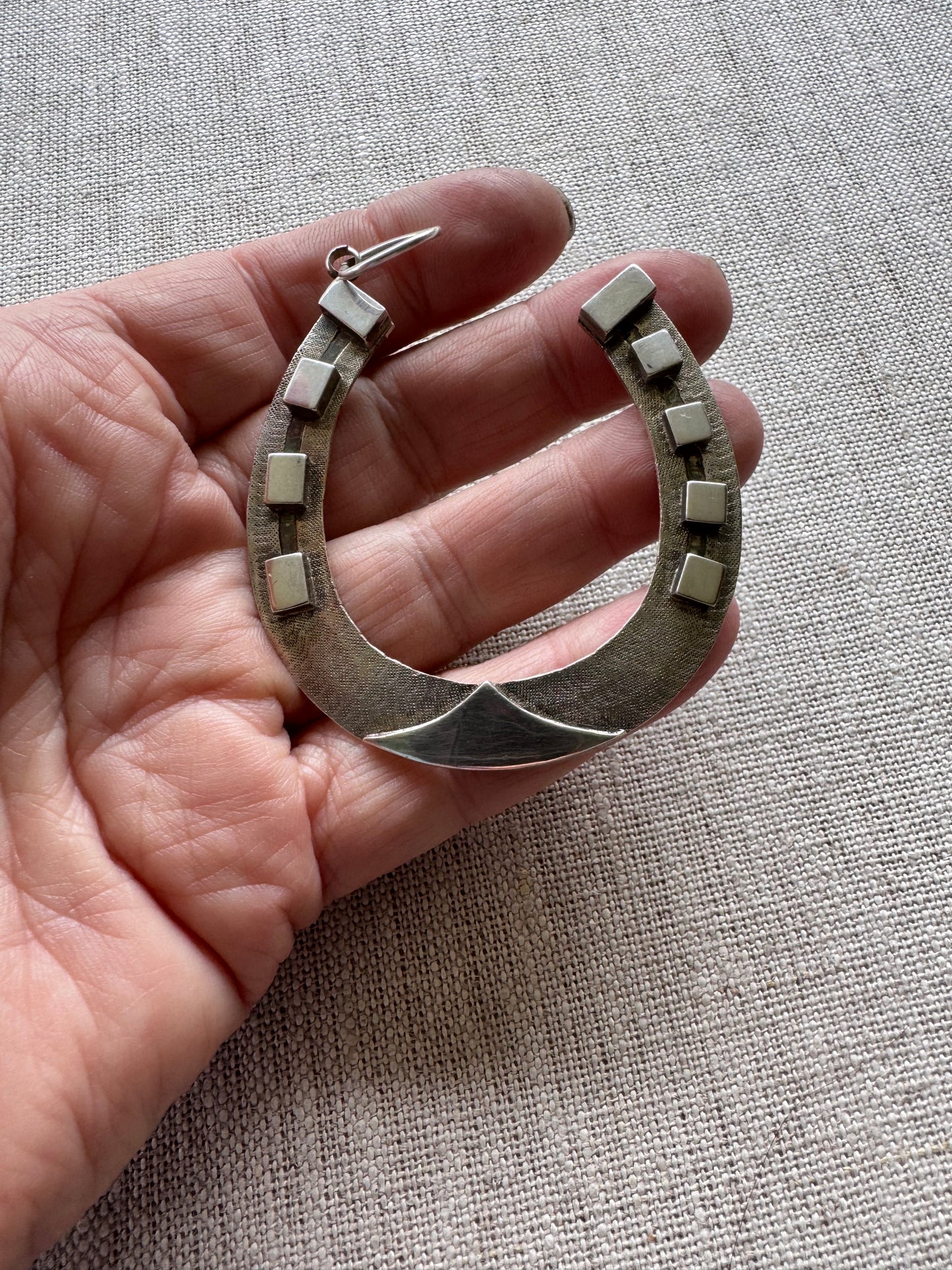 ENORMOUS Silver Horseshoe Pendant