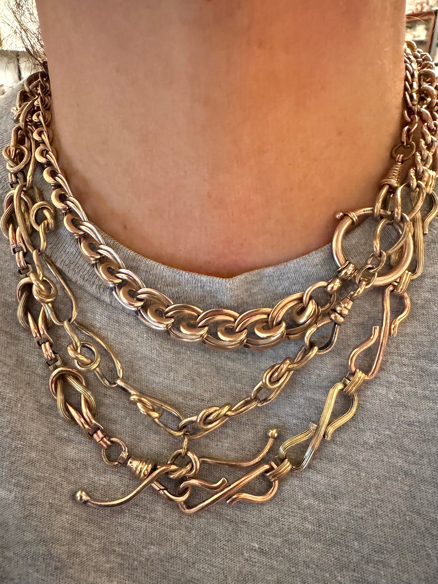 Heavy Victorian Gold Filled Knot Motif Watch Chain