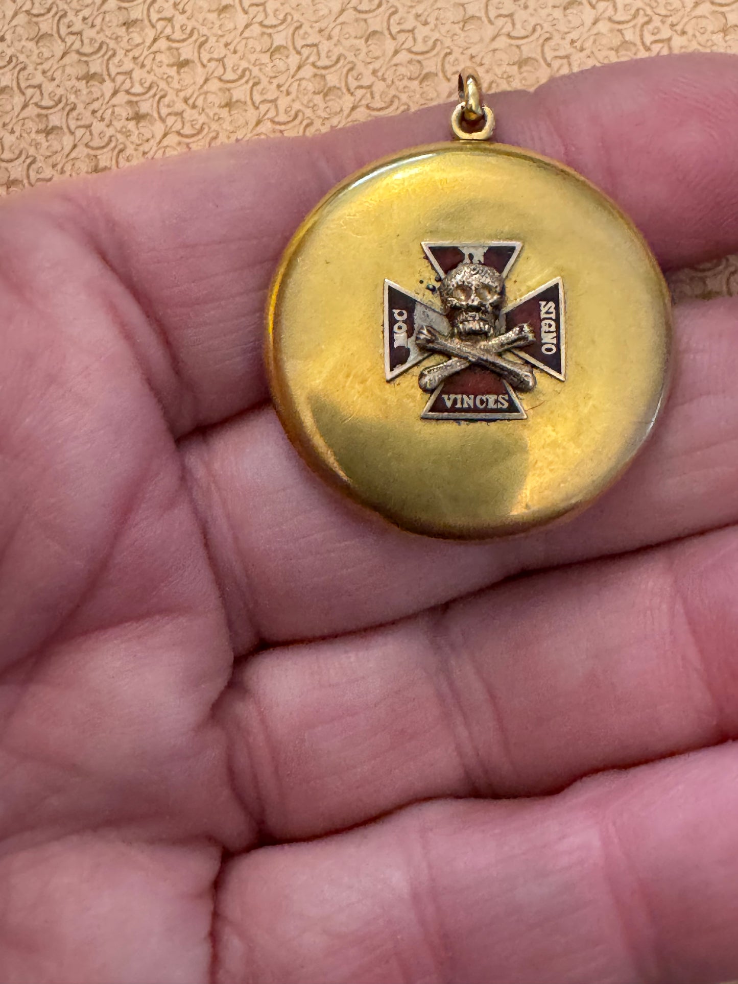 Cool Gold Filled Masonic Locket with Skull and Crossbones