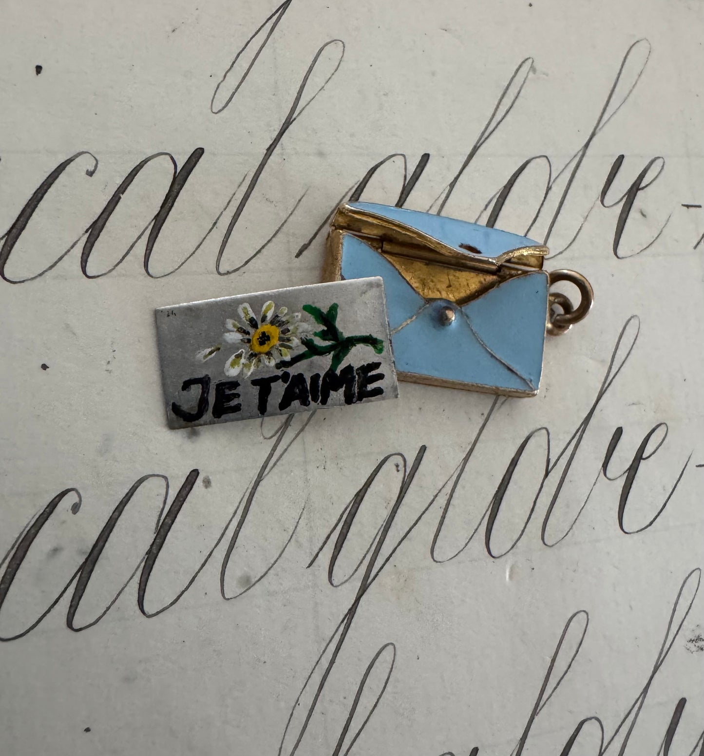 Rare and Romantic French I Love You Love Note Charm