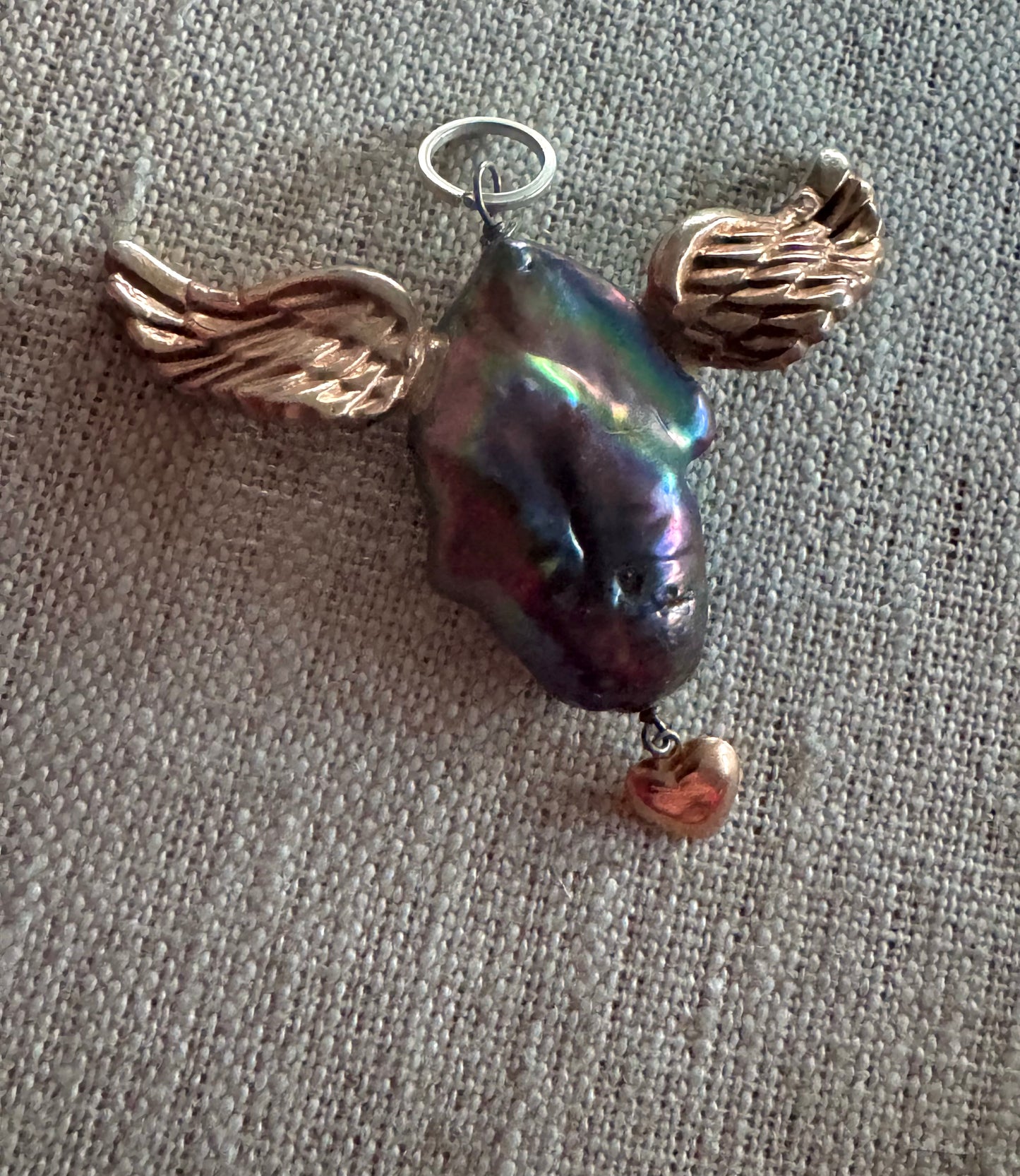 Huge Freshwater Baroque Pearl Pendant with Wings