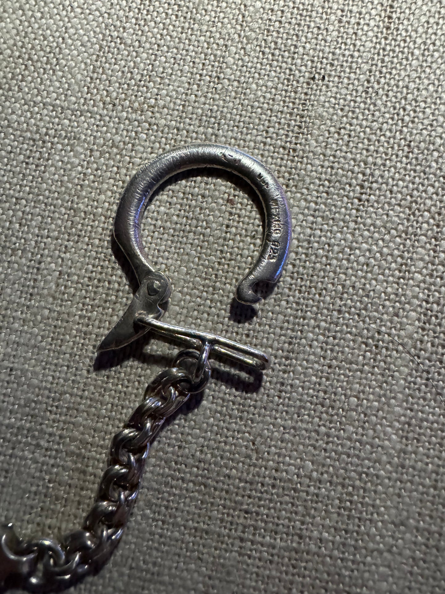 cool vintage Italian sterling Figaro chain with vintage connector #1