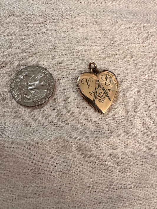 10k Gold Cased Locket with Masonic Imagery and Initials