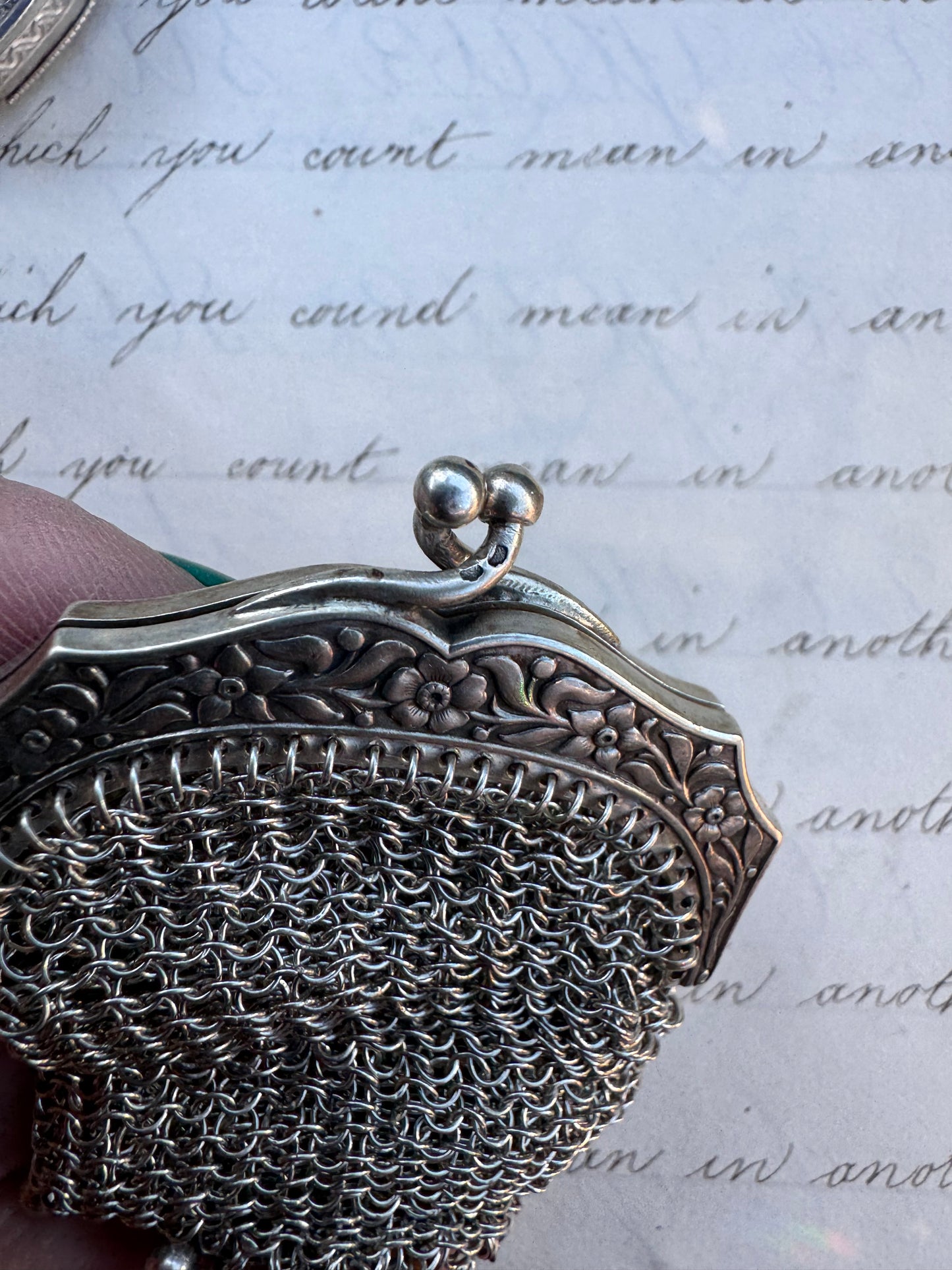 Antique French Silver Miniature Purse 3
