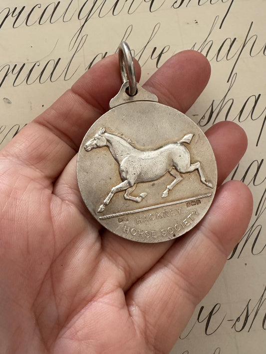 Enormous and Solid Sterling English Mappin & Webb Equestrian Medallion