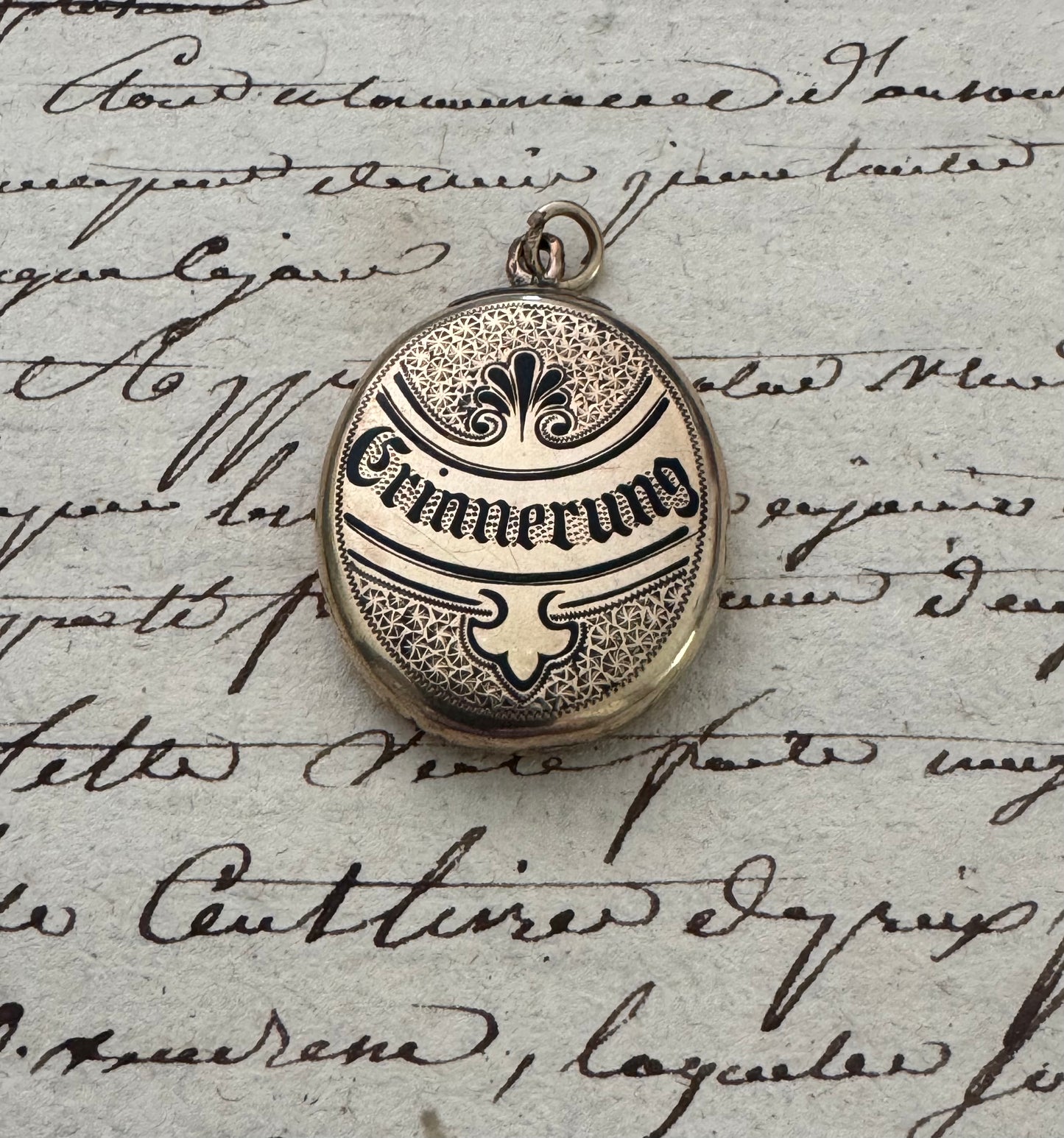 Victorian Gold Filled Engraved and Enameled Victorian Locket
